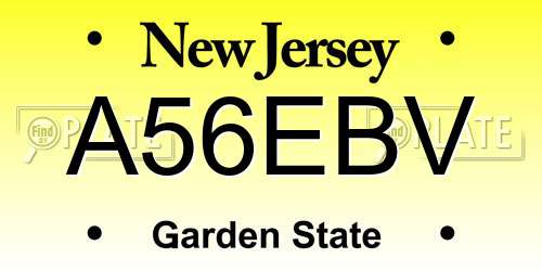 A56EBV New Jersey License Plate
