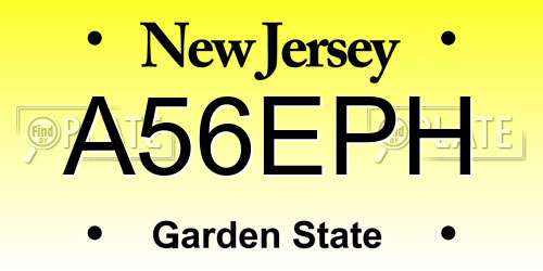 A56EPH New Jersey License Plate