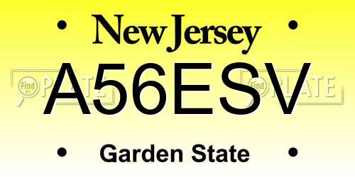 A56ESV New Jersey License Plate