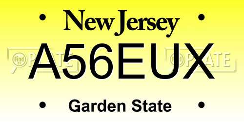 A56EUX New Jersey License Plate
