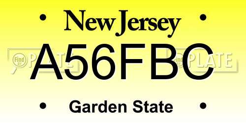 A56FBC New Jersey License Plate