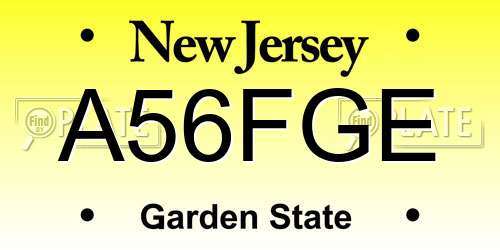 A56FGE New Jersey License Plate