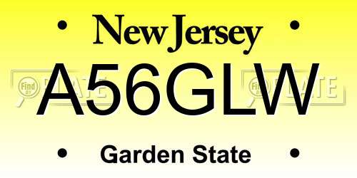 A56GLW New Jersey License Plate