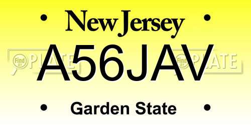 A56JAV New Jersey License Plate