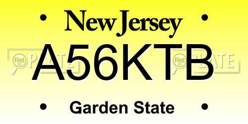 A56KTB New Jersey License Plate
