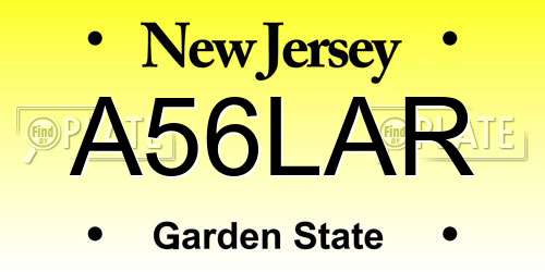 A56LAR New Jersey License Plate
