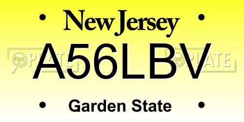A56LBV New Jersey License Plate