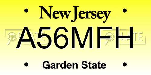 A56MFH New Jersey License Plate