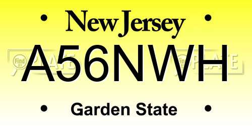 A56NWH New Jersey License Plate