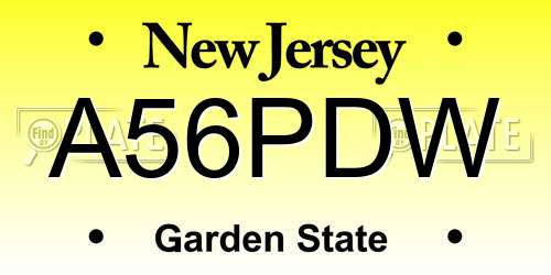 A56PDW New Jersey License Plate