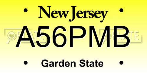 A56PMB New Jersey License Plate