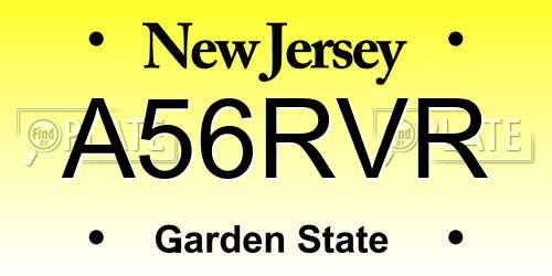 A56RVR New Jersey License Plate