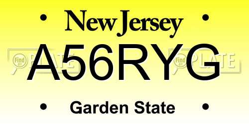 A56RYG New Jersey License Plate
