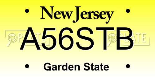 A56STB New Jersey License Plate