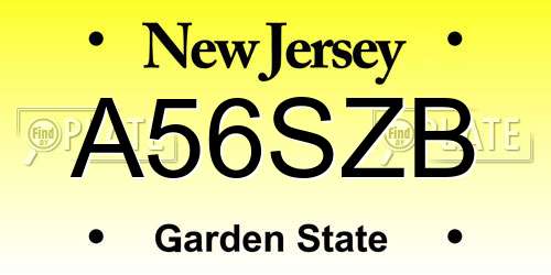 A56SZB New Jersey License Plate