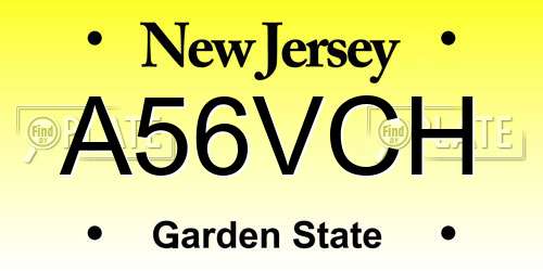 A56VCH New Jersey License Plate