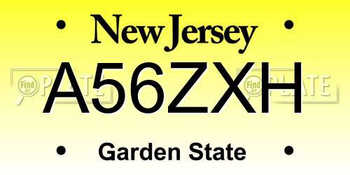 A56ZXH New Jersey License Plate