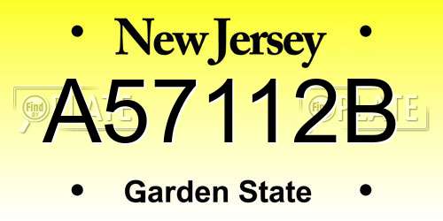 A57112B New Jersey License Plate