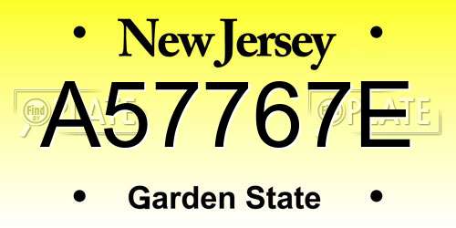 A57767E New Jersey License Plate