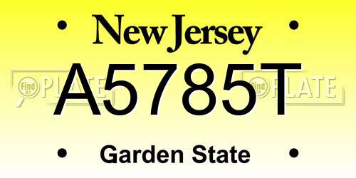 A5785T New Jersey License Plate