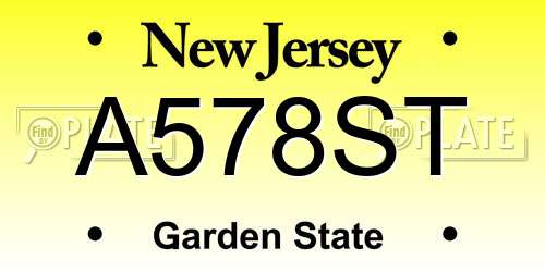 A578ST New Jersey License Plate