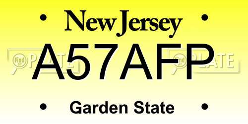 A57AFP New Jersey License Plate