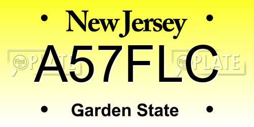 A57FLC New Jersey License Plate