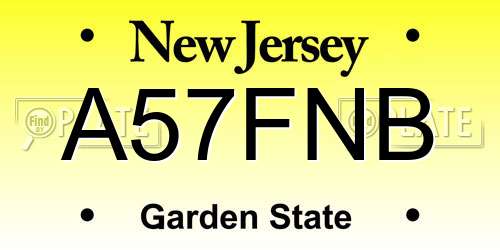 A57FNB New Jersey License Plate