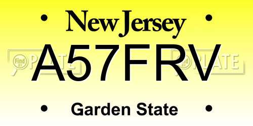 A57FRV New Jersey License Plate