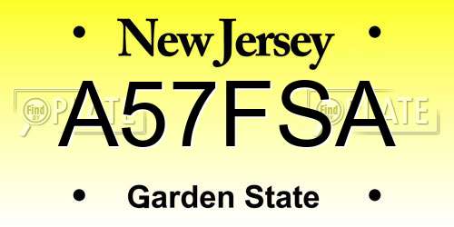 A57FSA New Jersey License Plate