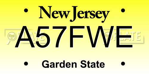 A57FWE New Jersey License Plate