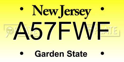 A57FWF New Jersey License Plate