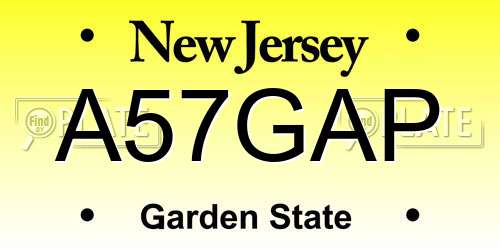 A57GAP New Jersey License Plate