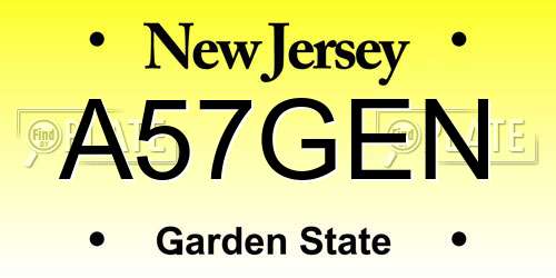 A57GEN New Jersey License Plate