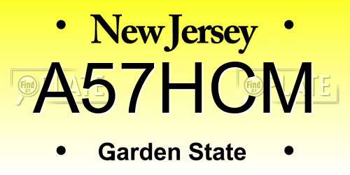 A57HCM New Jersey License Plate