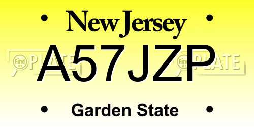 A57JZP New Jersey License Plate