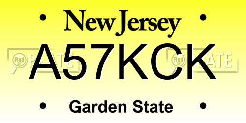 A57KCK New Jersey License Plate