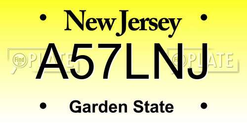 A57LNJ New Jersey License Plate