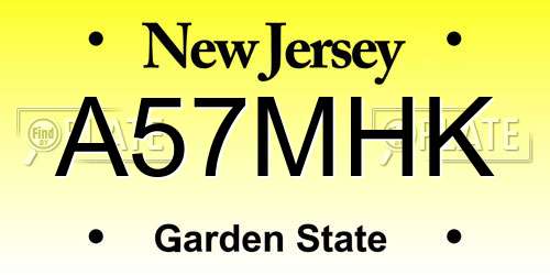 A57MHK New Jersey License Plate