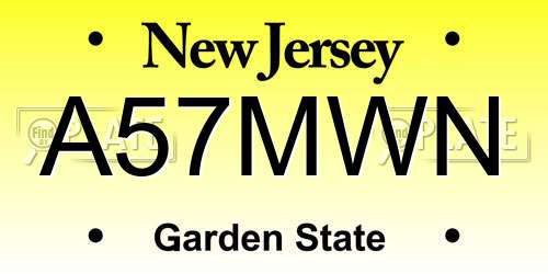 A57MWN New Jersey License Plate
