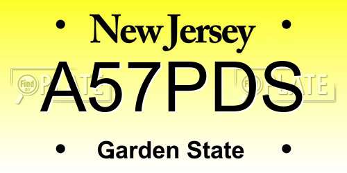 A57PDS New Jersey License Plate