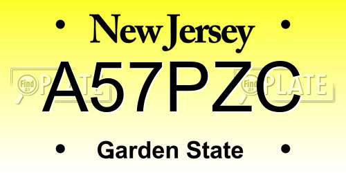A57PZC New Jersey License Plate