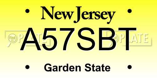 A57SBT New Jersey License Plate
