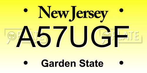 A57UGF New Jersey License Plate