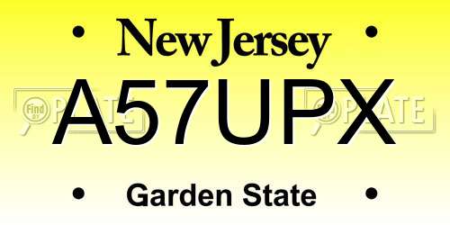 A57UPX New Jersey License Plate