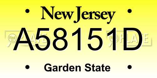 A58151D New Jersey License Plate