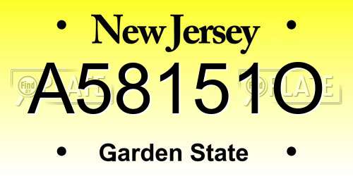 A58151O New Jersey License Plate