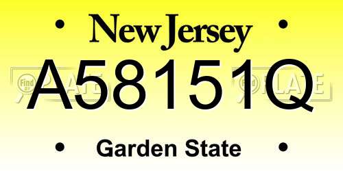 A58151Q New Jersey License Plate