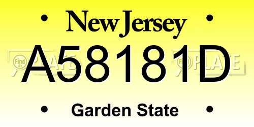 A58181D New Jersey License Plate