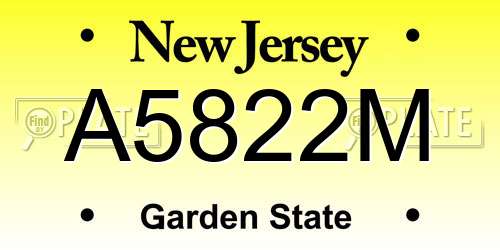 A5822M New Jersey License Plate